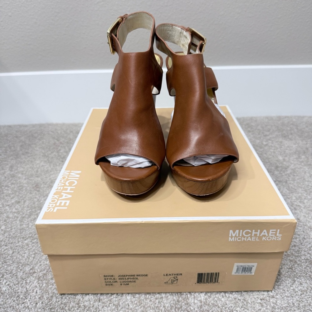 Michael Kors Josephine wedge leather platform sandals size 6.5 - Picture 7 of 16